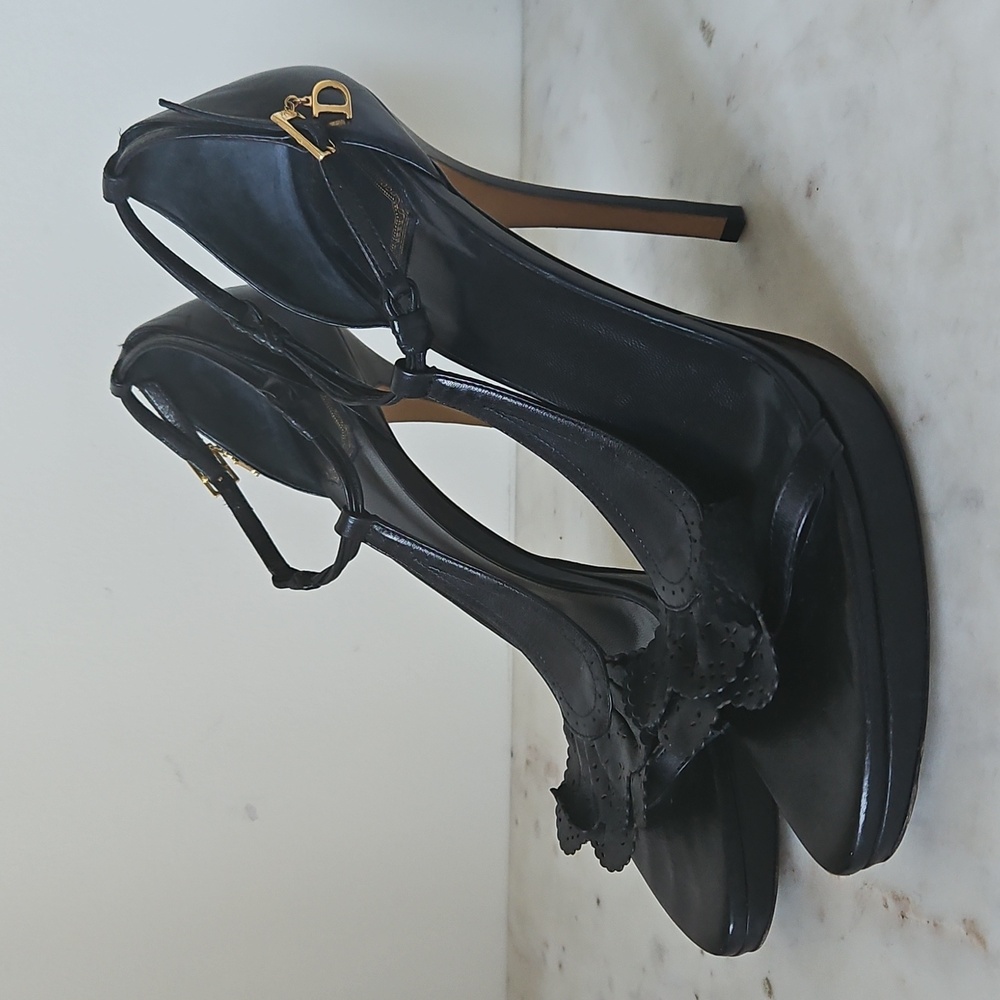 DIOR: Logo Charm And Ruffle Heels